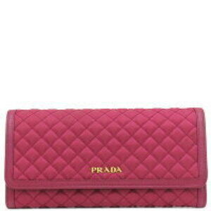 Prada Tessuto Quilted Nylon Wallet Pink Red Bifold Passport
